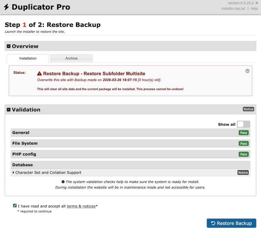 Ripristino multisito con un solo clic grazie a Duplicator