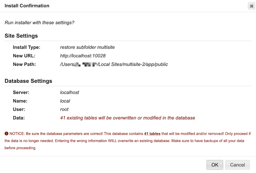 Ripristina multisito