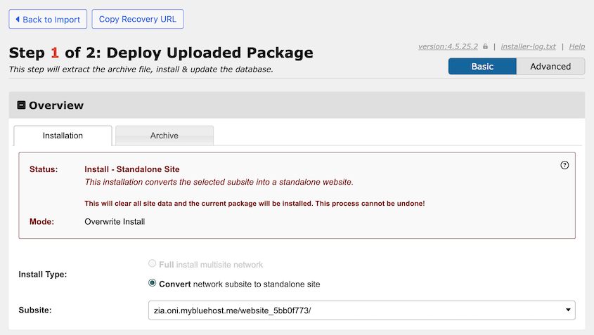 Ripristina il sottosito su un altro server