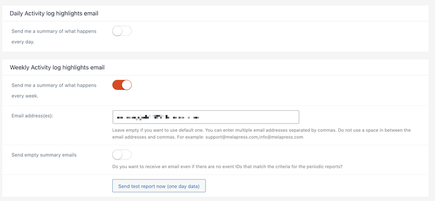 WP Activity Log notifications