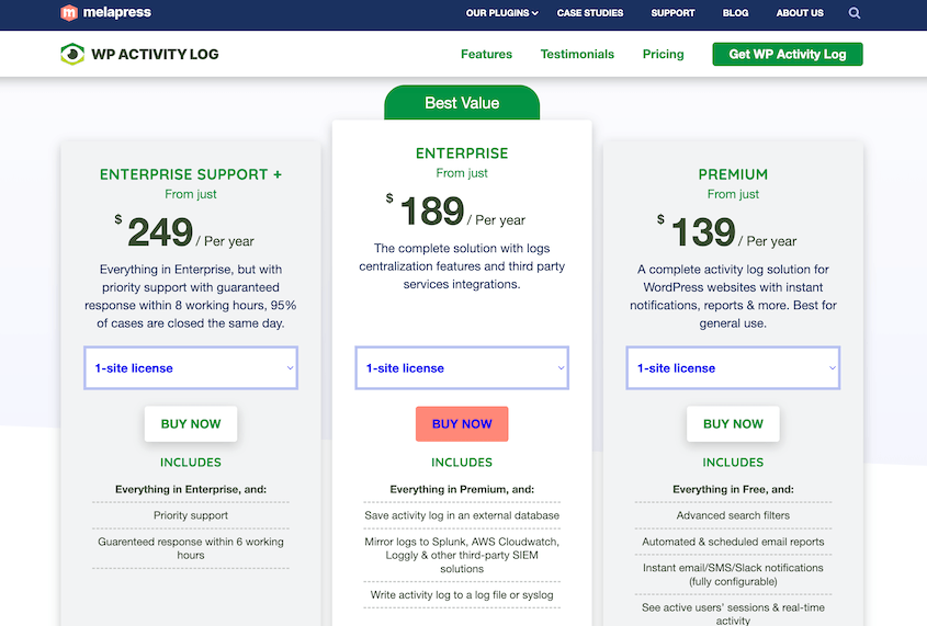 WP Activity Log pricing