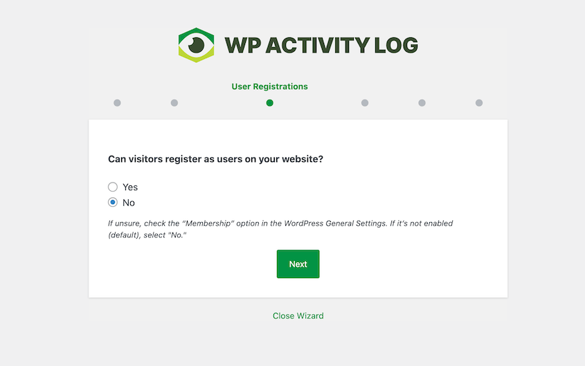 WP Activity Log setup