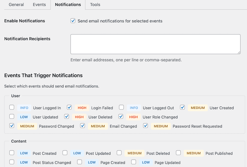 Déclencheurs d'e-mails du journal d'activité