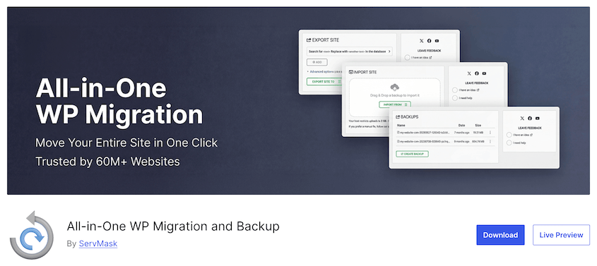 Plugin gratuito All-in-One WP Migration