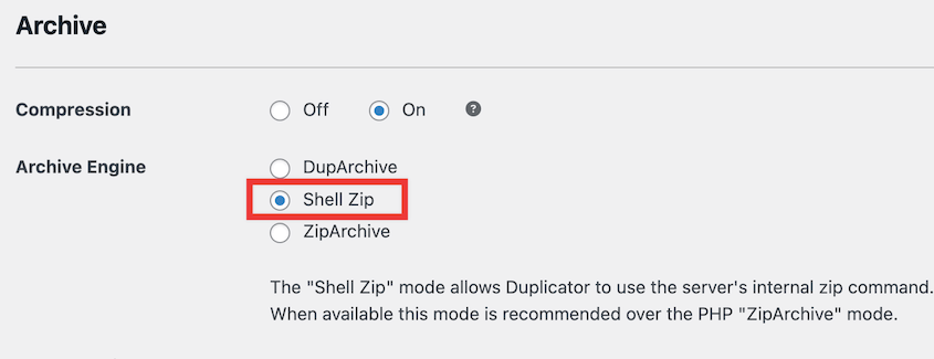 Backup Shell zip