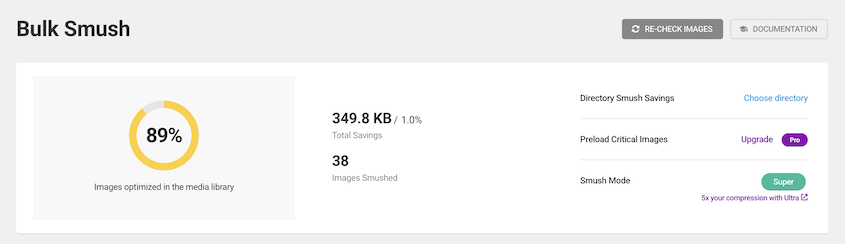 Smush bulk image optimization