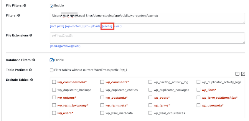 Duplicator-Cache-Backup-Filter - Duplicator Duplicator cache backup filter