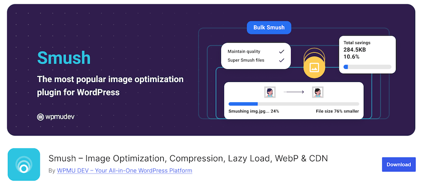 Smush image optimization plugin