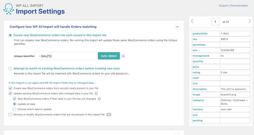 Orden de importación de WP-All-Import