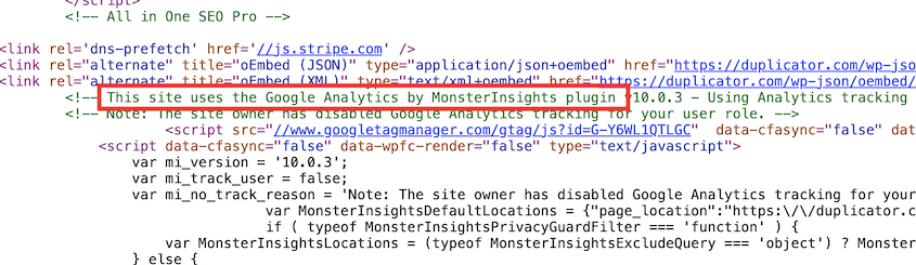 Identifying a website's plugins with source code