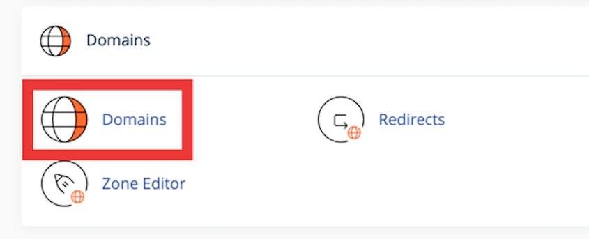 Página «Domínios» do cPanel