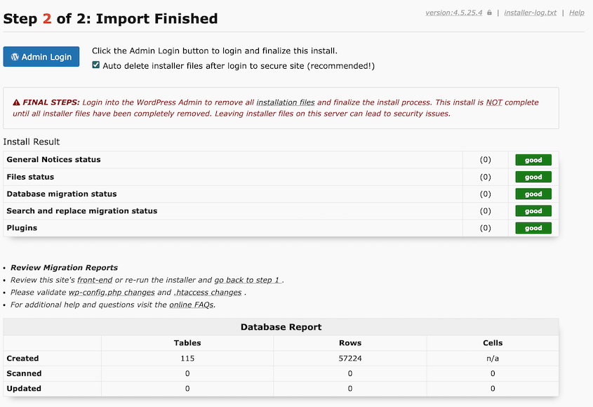 Importazione-Completata-Google-Cloud - Duplicator Importazione Google Cloud completata