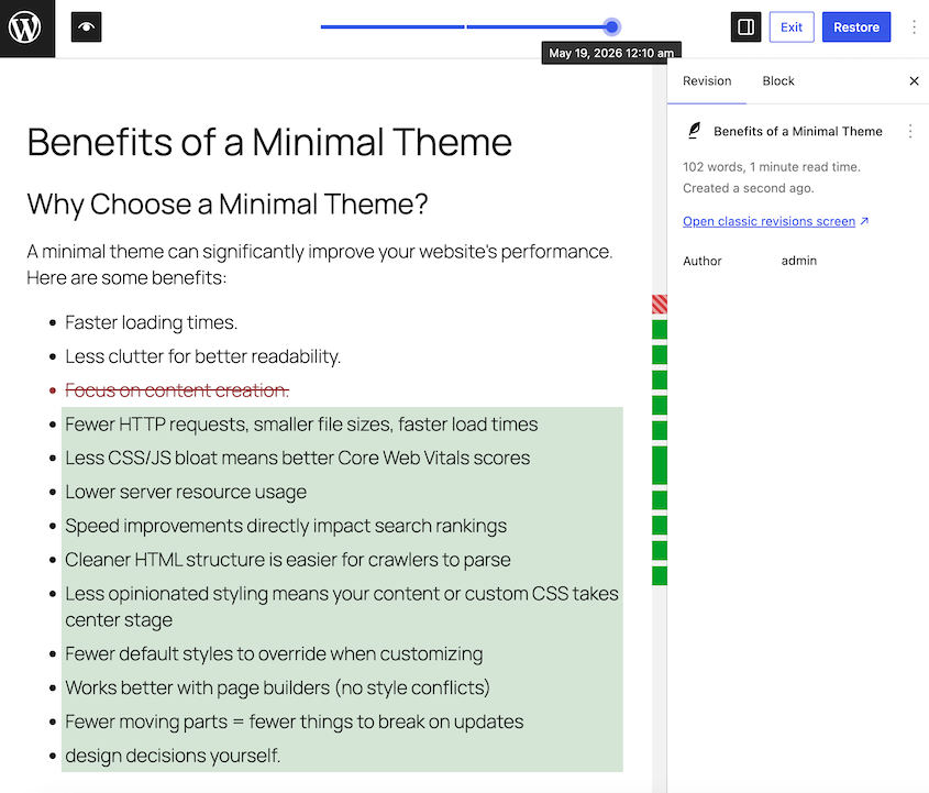 Cronologia revisioni di WordPress 7.0
