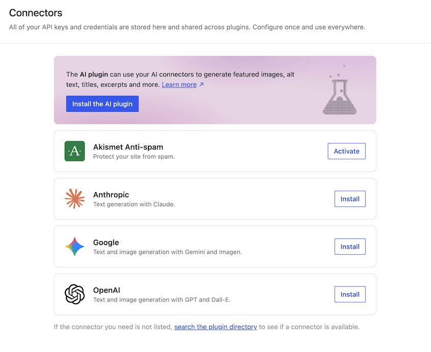 Connettori AI di WordPress 7.0