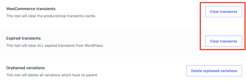 Limpar transientes do WooCommerce