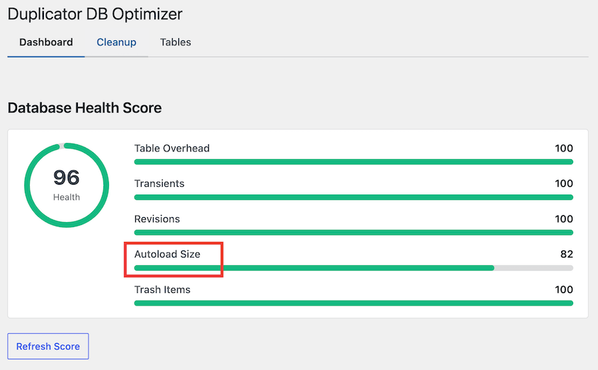 DB-Optimizer-Autoload-Size - Duplicator Dimensione autoload DB Optimizer