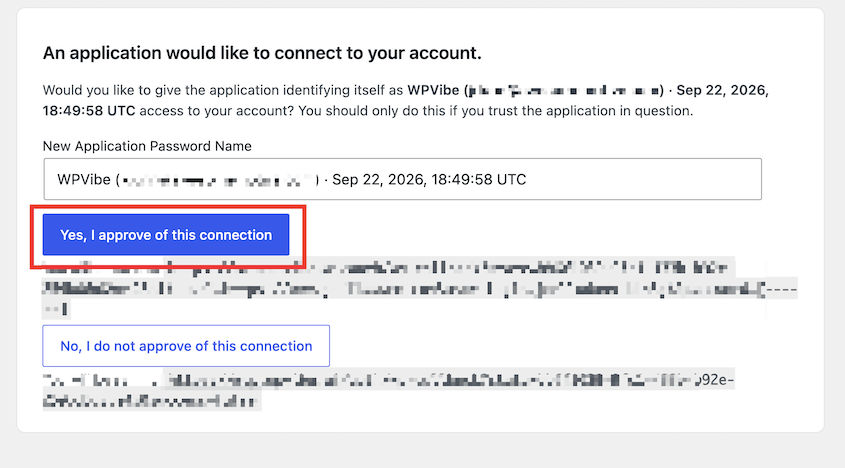 Approve WPVibe connection