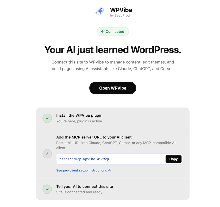 Conectar WPVibe