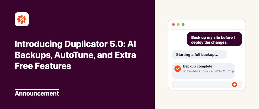 [Nuevo] Presentamos Duplicator 5.0: Copias de seguridad con IA, AutoTune y funciones gratuitas adicionales