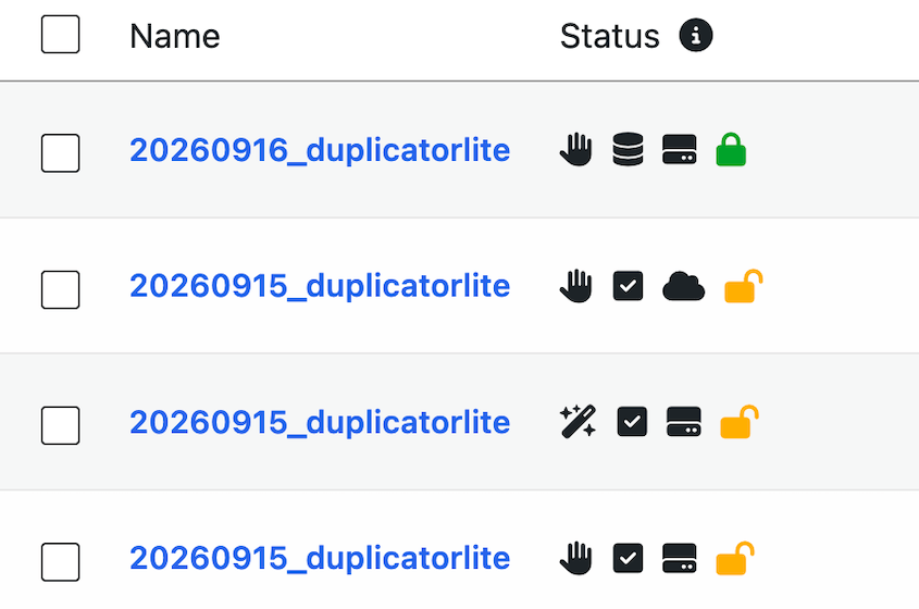 Duplicator backup security icons
