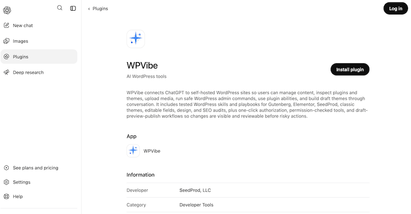 WPVibe ChatGPT plugin